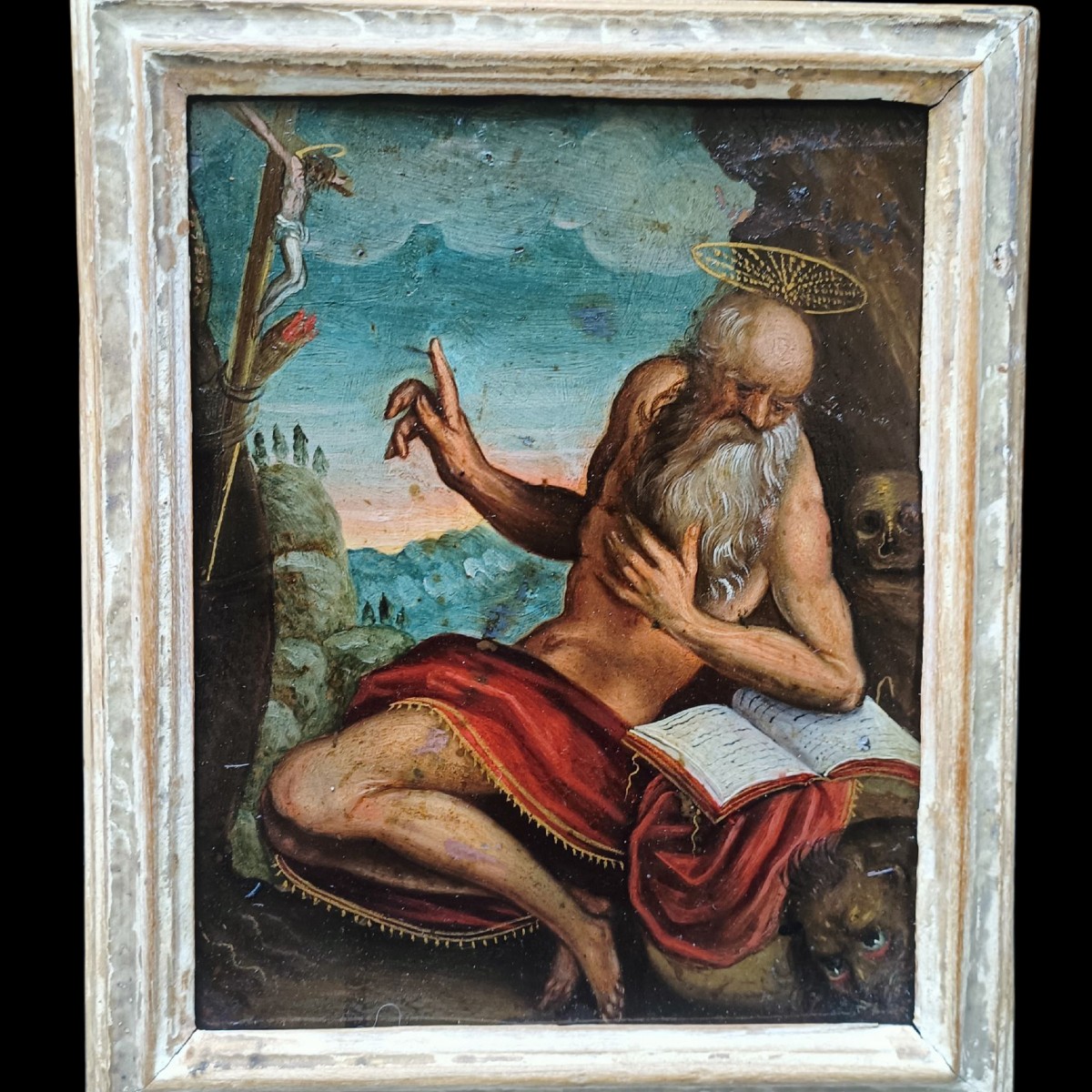 Oil On Copper Depicting Saint Jerome.northern Italy ,17th Century.-photo-2