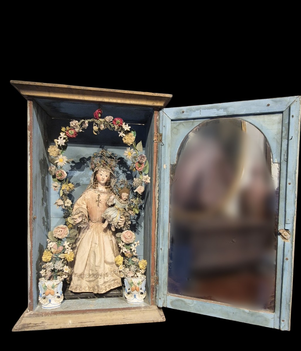 Sculpture Madone avec enfant en papier mâché. Toscane, début du XIXe siècle.-photo-4