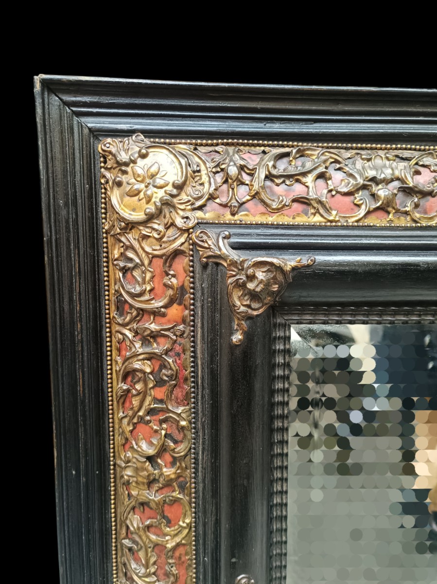 Mirror In Ebonized Wood, Tortoiseshell And Brass.,northern Europe,late 18th Century.-photo-4