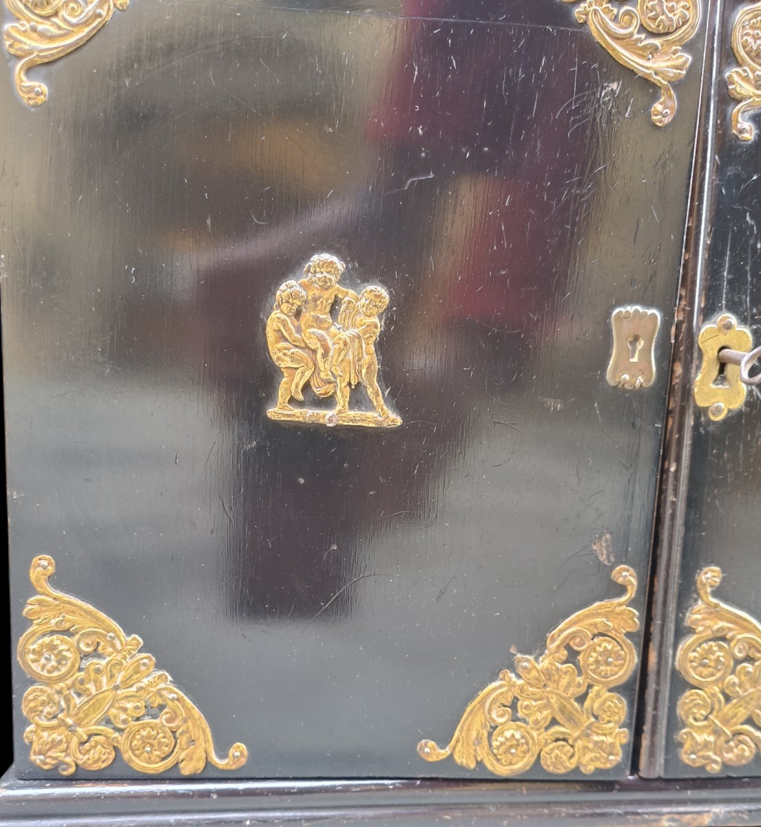 Cabinet In Ebonized Wood.early 19th Century.-photo-4