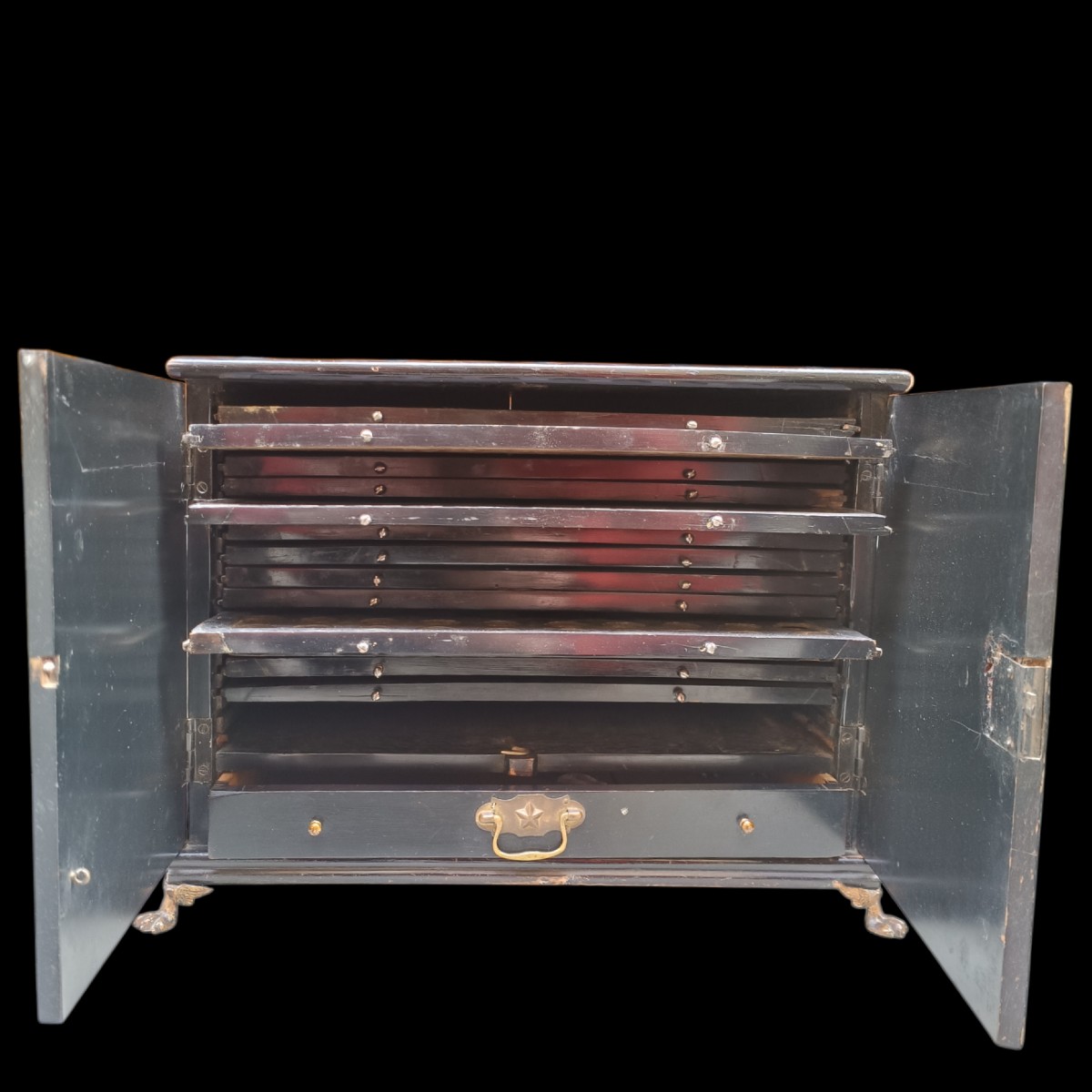 Cabinet In Ebonized Wood.early 19th Century.-photo-2