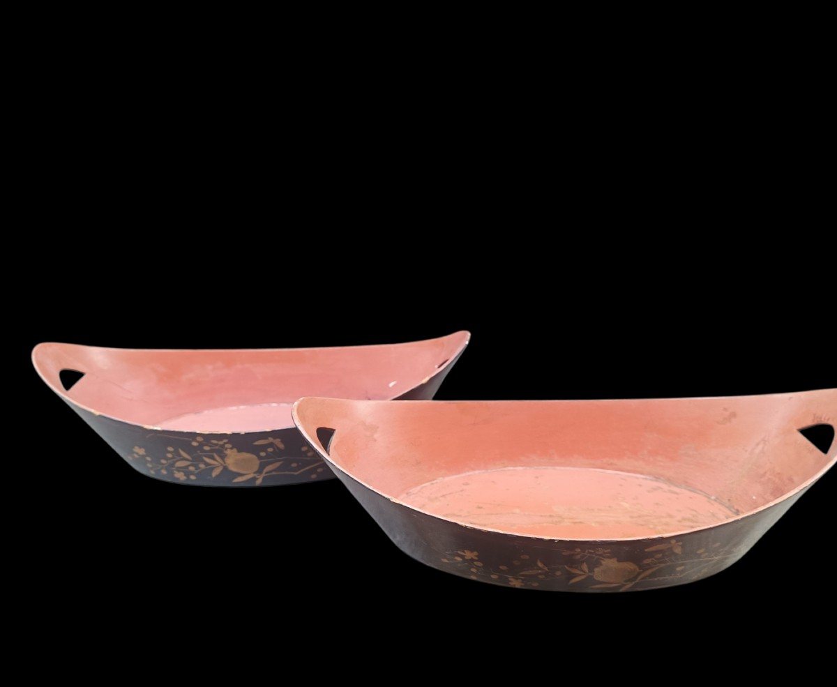 Pair Cachepots In Lacquered Wood.france,19th Century-photo-2