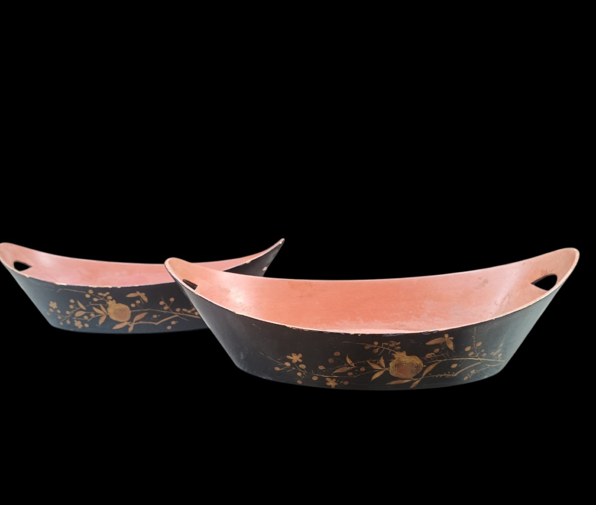 Pair Cachepots In Lacquered Wood.france,19th Century