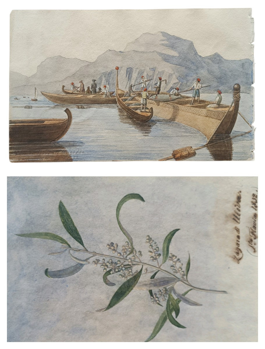 Grand Tour Watercolor On Paper.southern Italy,1832.