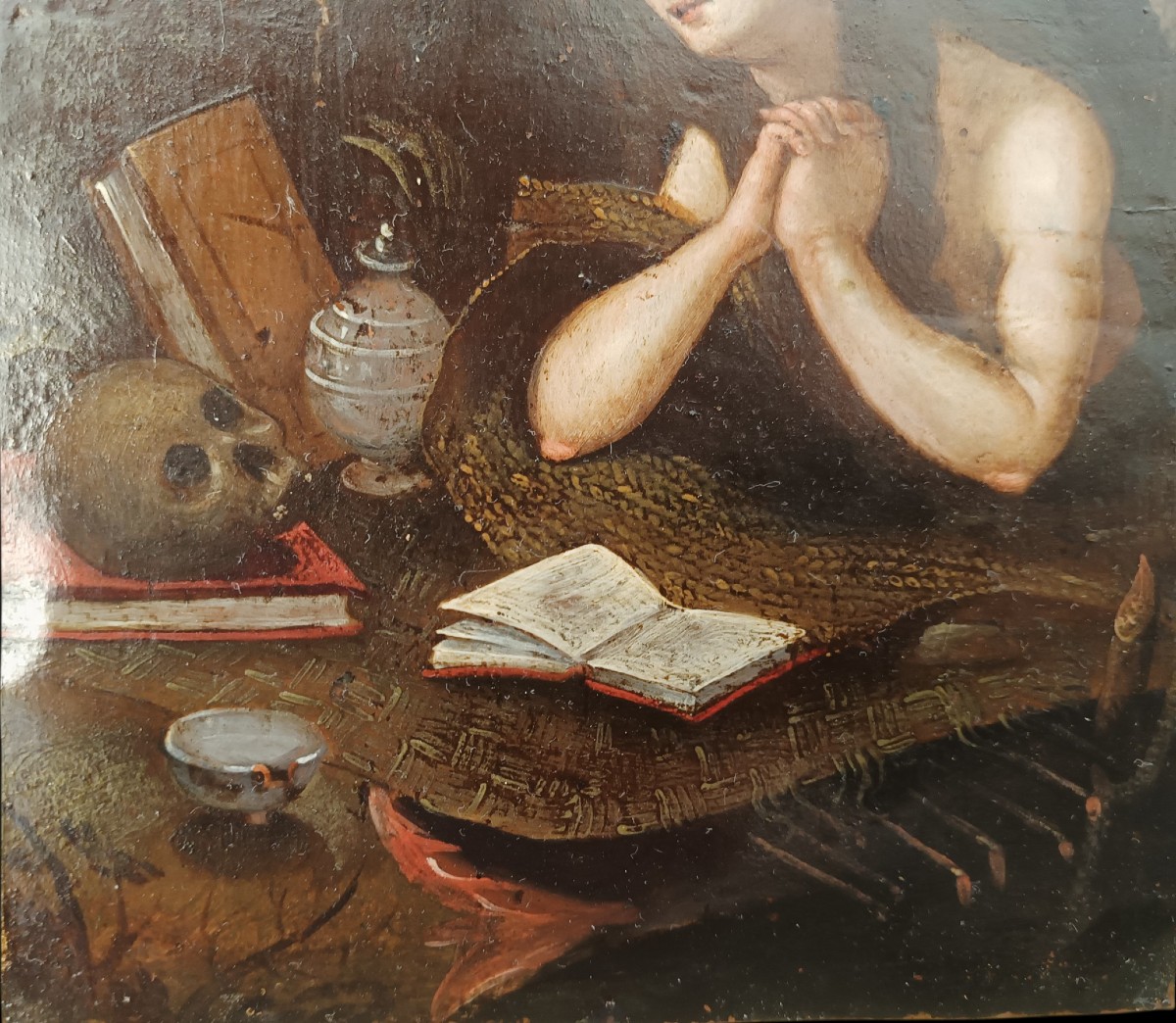 Peinture sur cuivre représentant Madeleine. Italie, XVIIe siècle.-photo-3