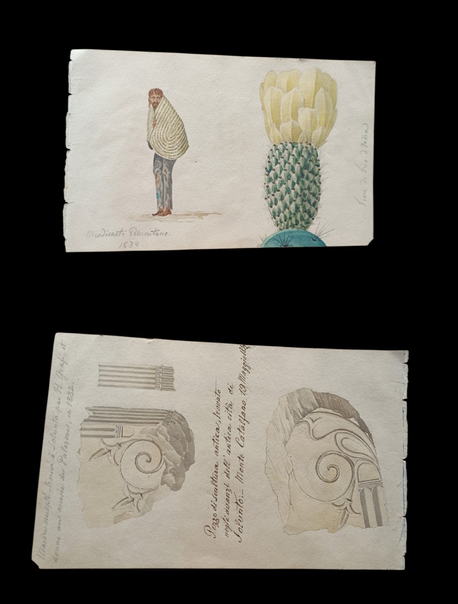 Grand Tour Watercolor On Paper.palermo,1832.