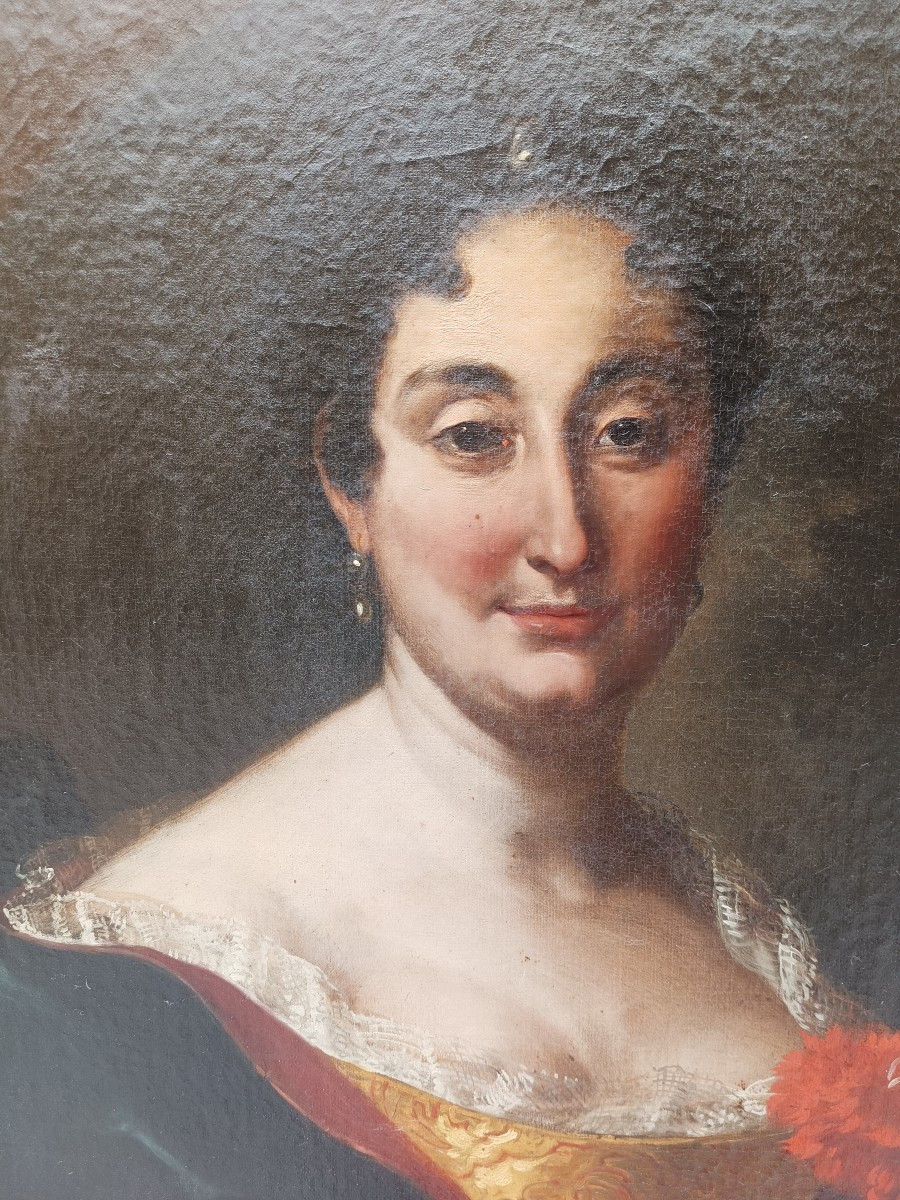Oil Portrait On Canvas.circle Of Sebastiano Ceccarini(fano 1703-1783).-photo-3