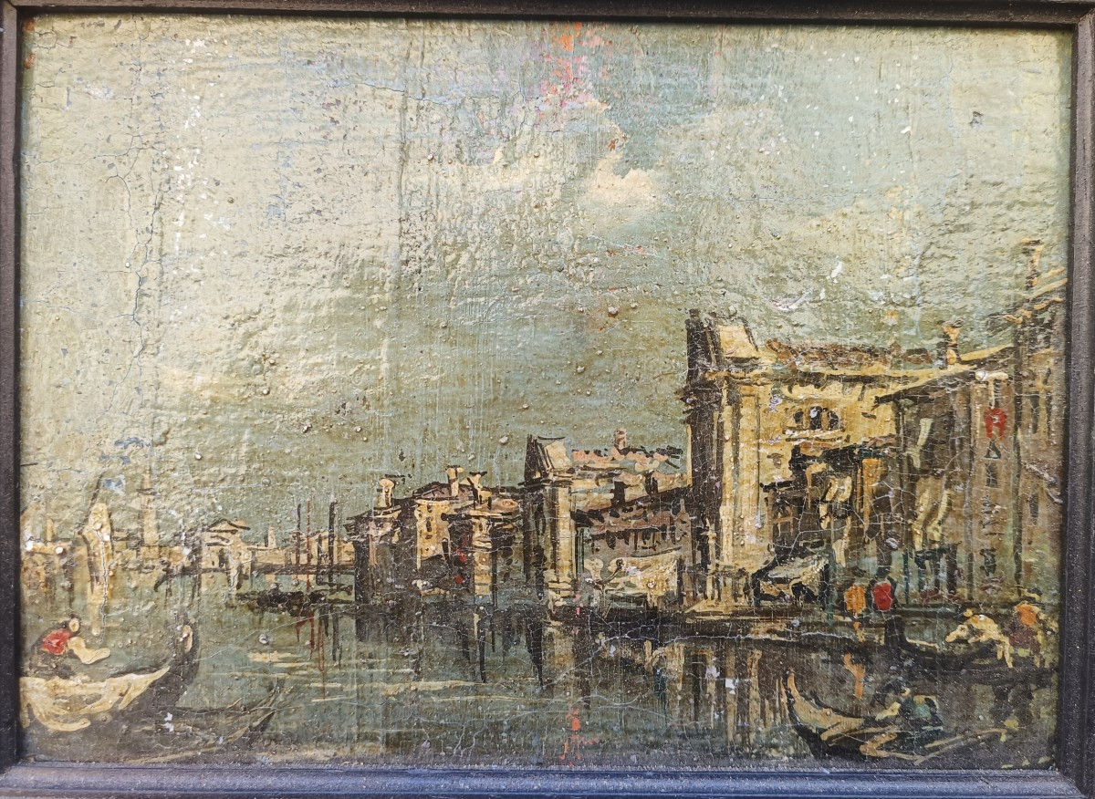 Pair Of Oils On Canvas Depicting Venice.italy,early 20th Century.-photo-2