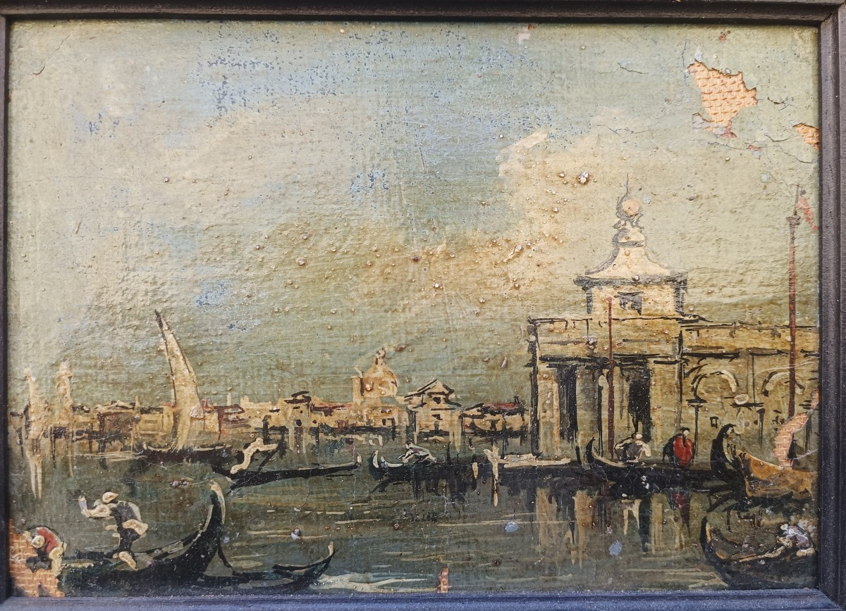 Pair Of Oils On Canvas Depicting Venice.italy,early 20th Century.-photo-3