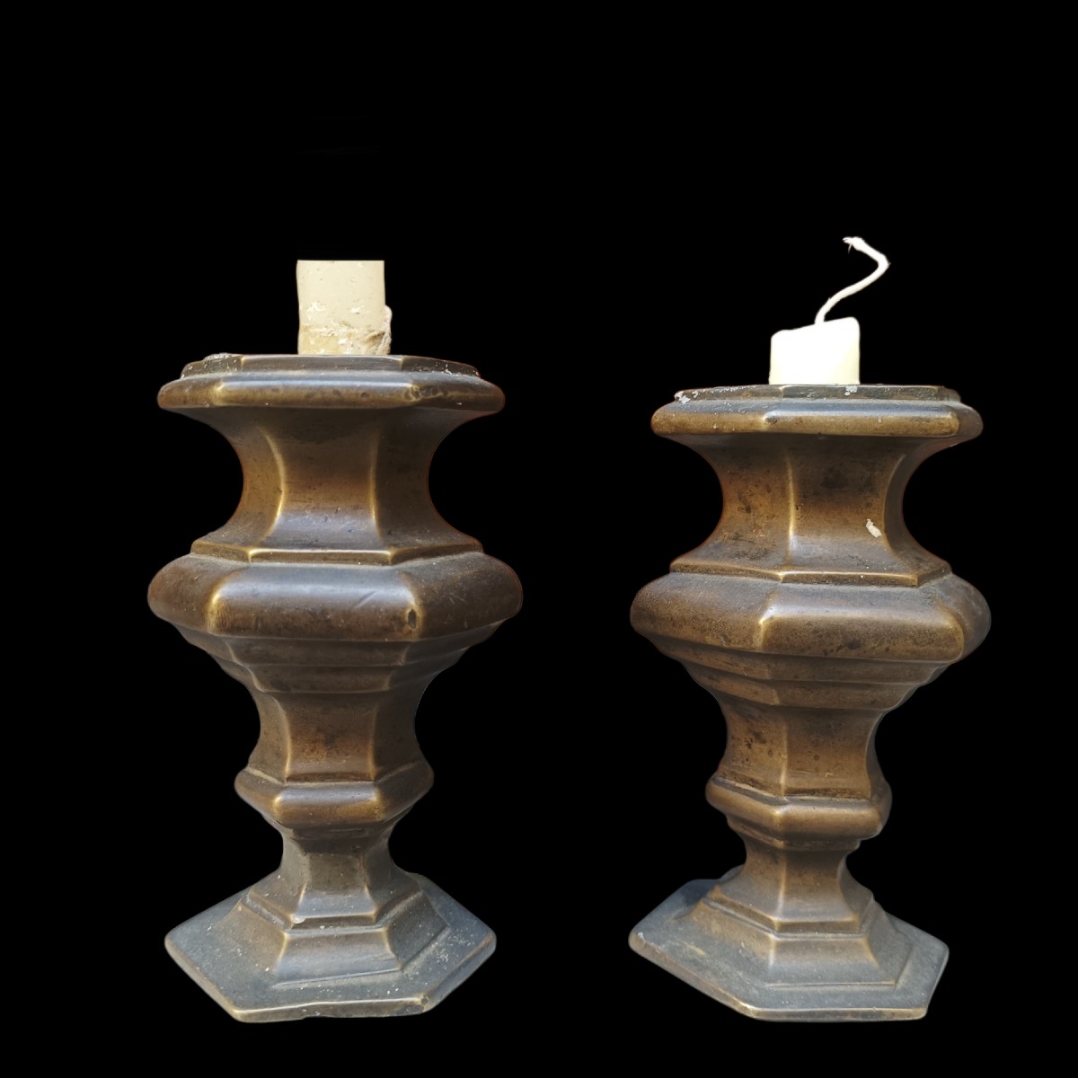 Pair Of Bronze Candlesticks.italy,17th Century.