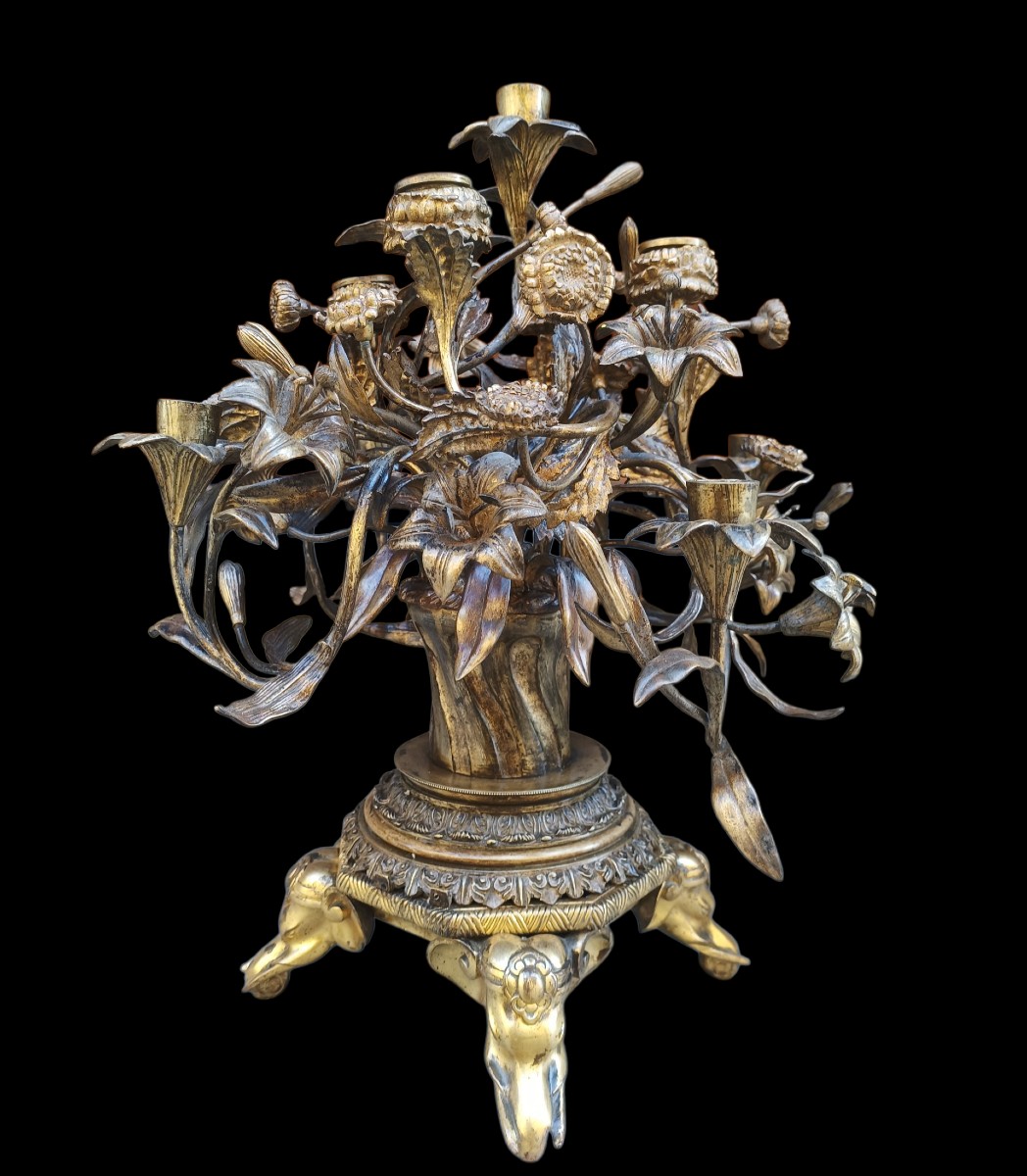 Gilded Bronze Candelabra. France, Late 19th Century.-photo-2