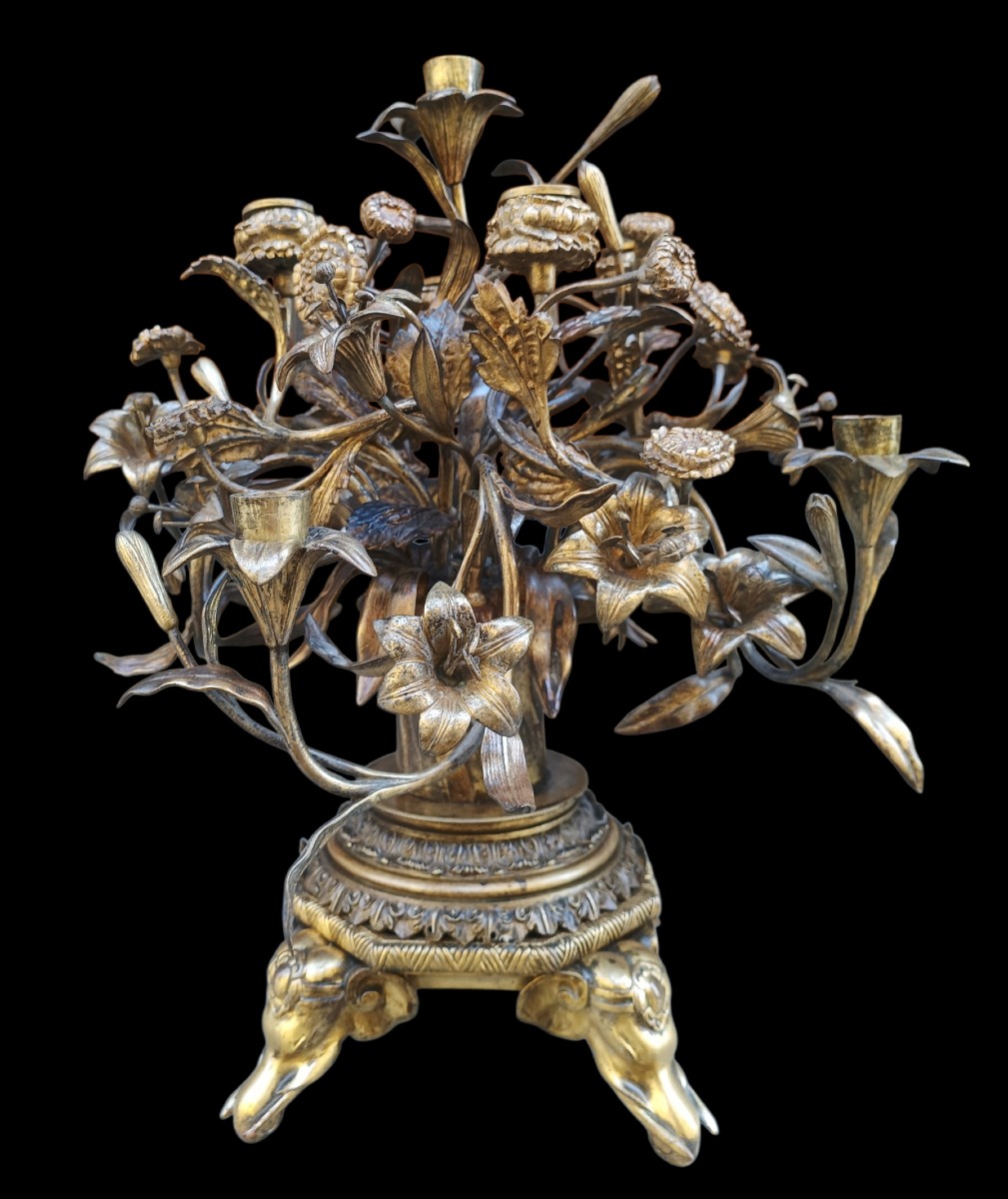 Gilded Bronze Candelabra. France, Late 19th Century.