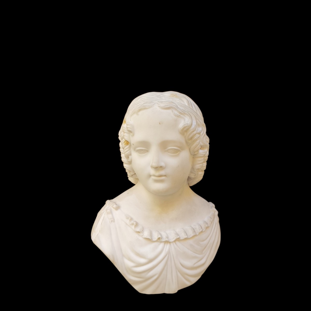 Biscuit Porcelain Bust Depicting A Little Girl. Italy, Early 19th Century.-photo-2