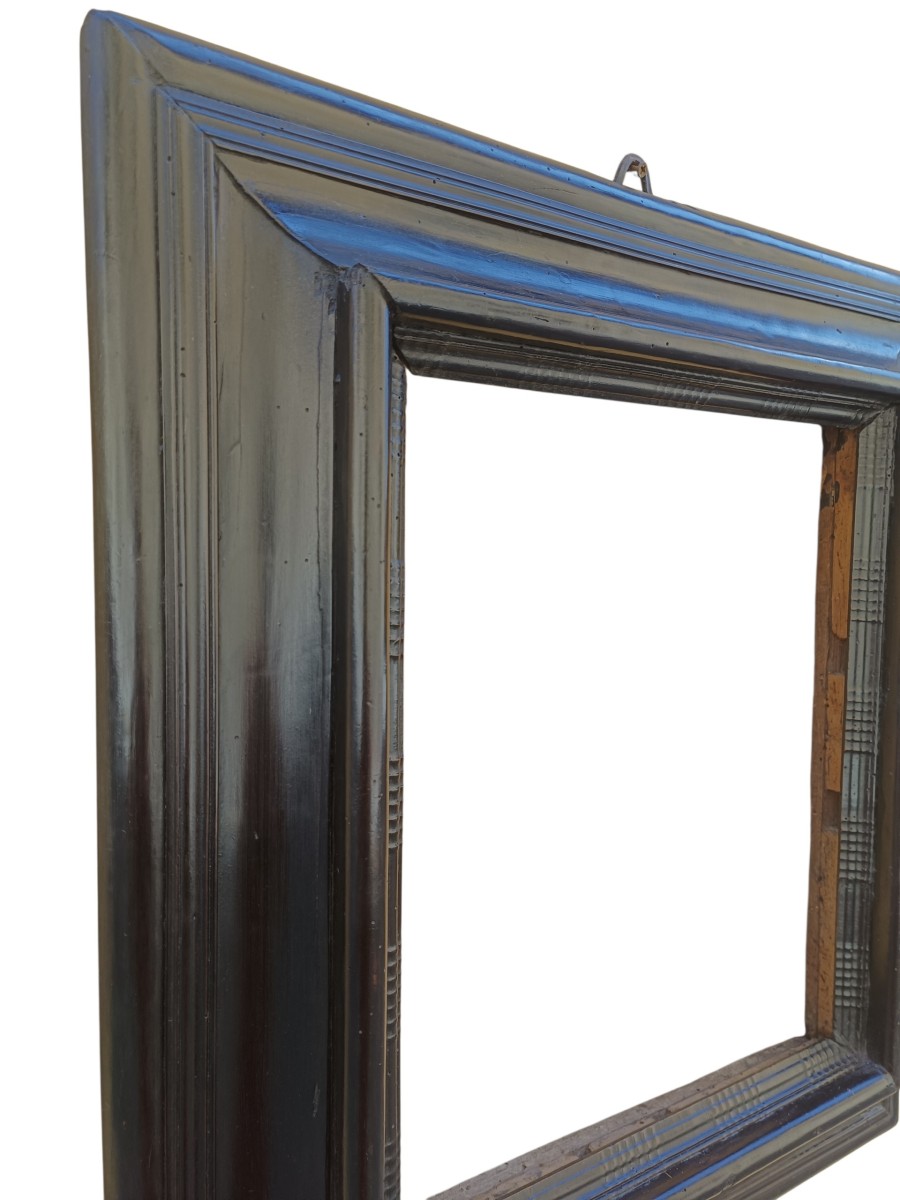 Guilloché Frame In Ebonized Wood. Northern Italy, 17th Century.-photo-2