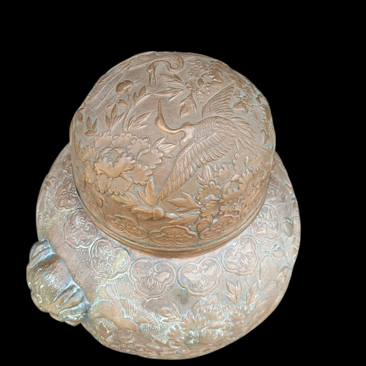 Embossed Copper Vase. China, Late 19th Century.-photo-1