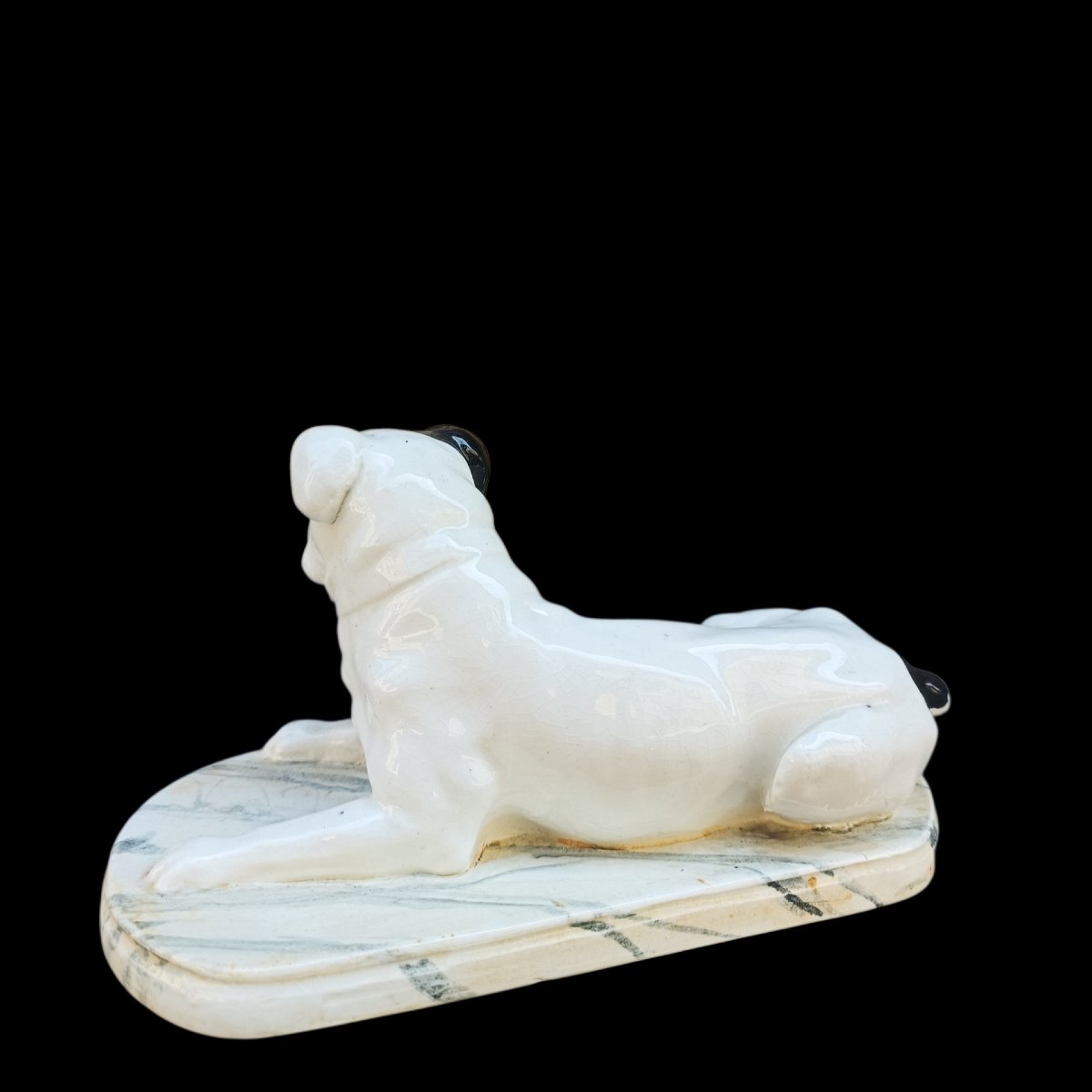 Sculpture bouledogue en céramique. Début du 20e siècle.-photo-3