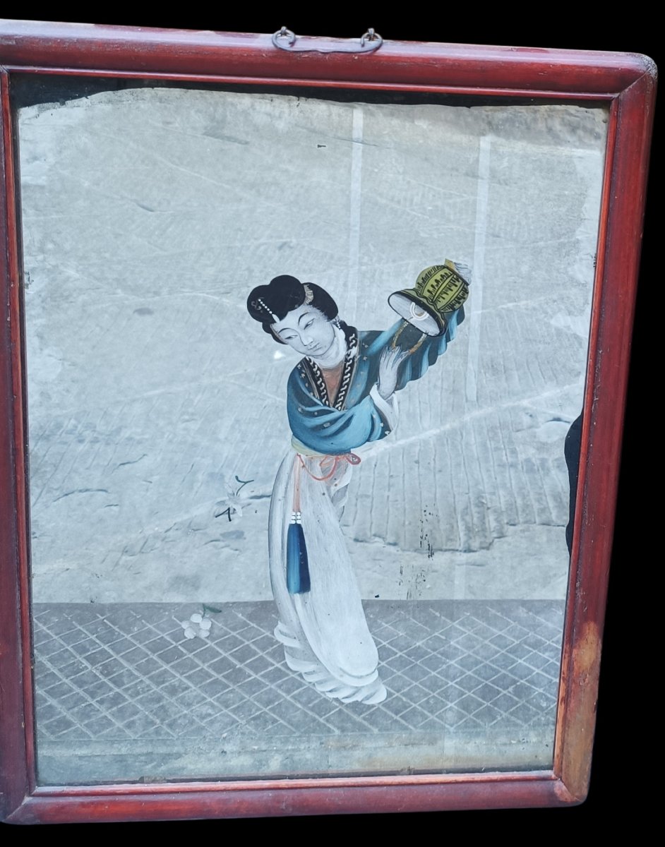 Pair Of Painted Mirrors. China, Late 19th Century.-photo-2