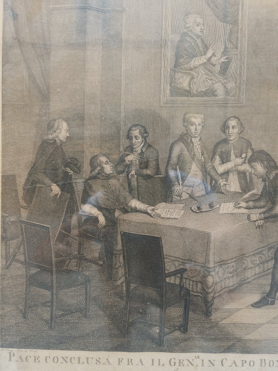 Gravure représentant le Traité de Tolentino. Rome, 1801.-photo-2