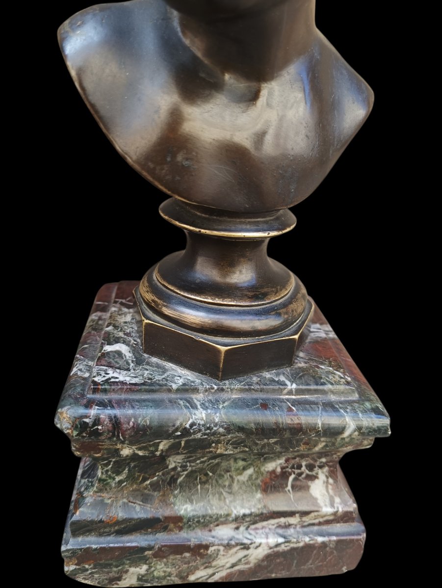 Pair Of Bronze Busts With Marble Bases. France, 19th Century.-photo-4