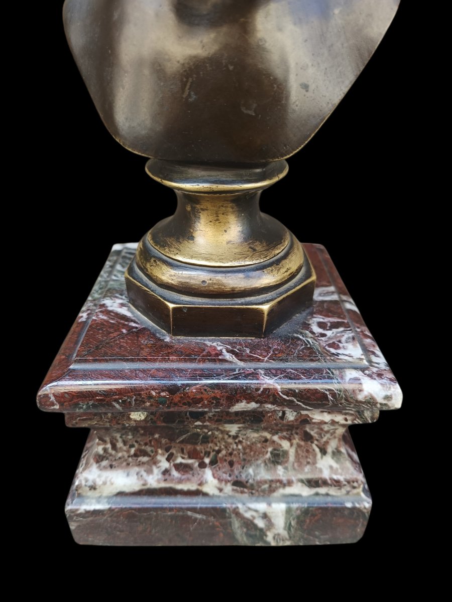 Pair Of Bronze Busts With Marble Bases. France, 19th Century.-photo-1