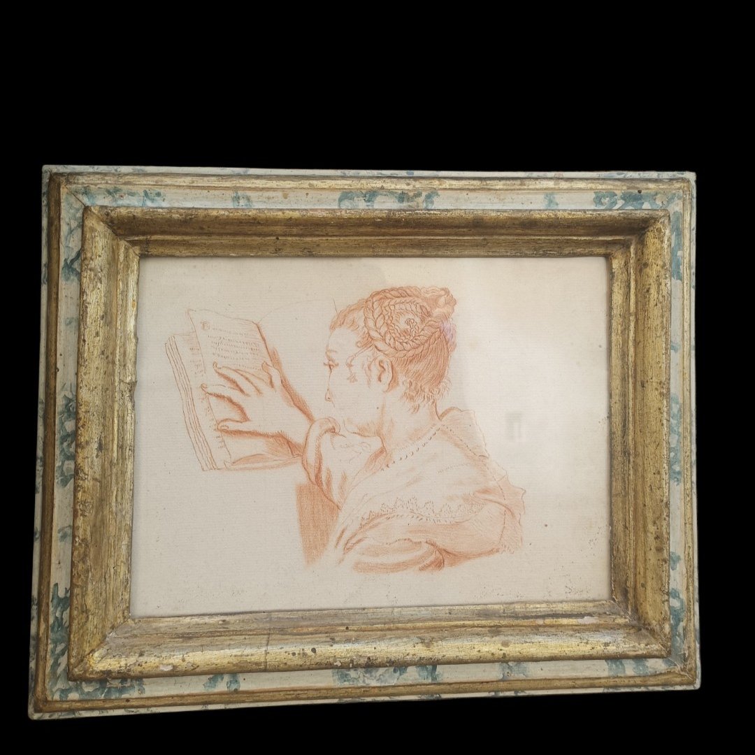 Paire de dessins XIXème avec cadres XVIIIème-photo-2