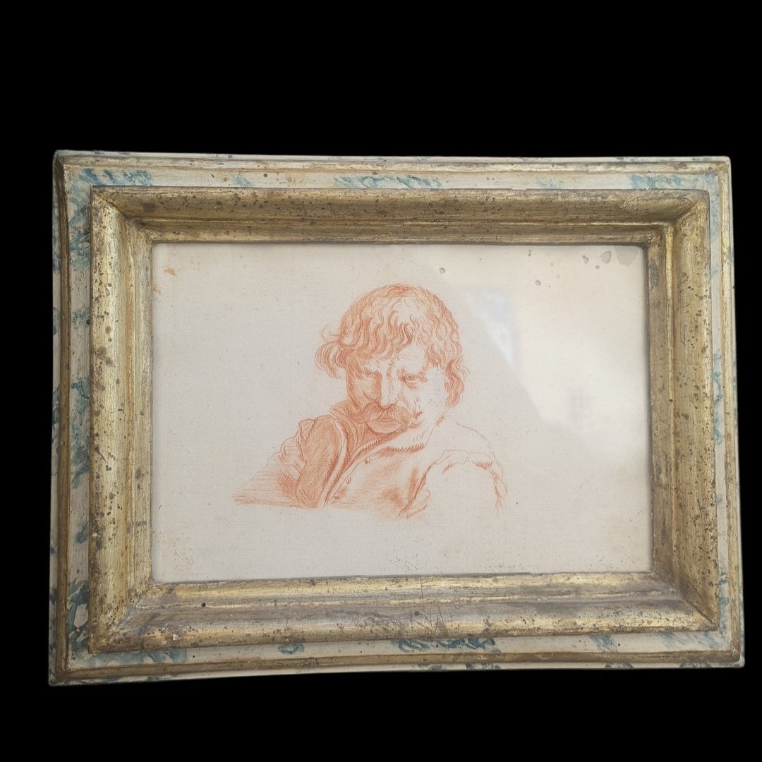 Paire de dessins XIXème avec cadres XVIIIème-photo-3