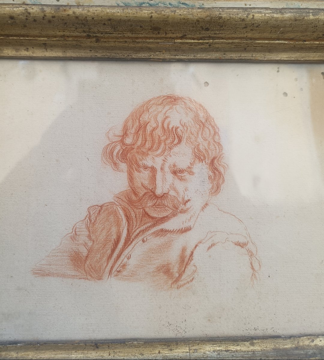 Paire de dessins XIXème avec cadres XVIIIème-photo-4