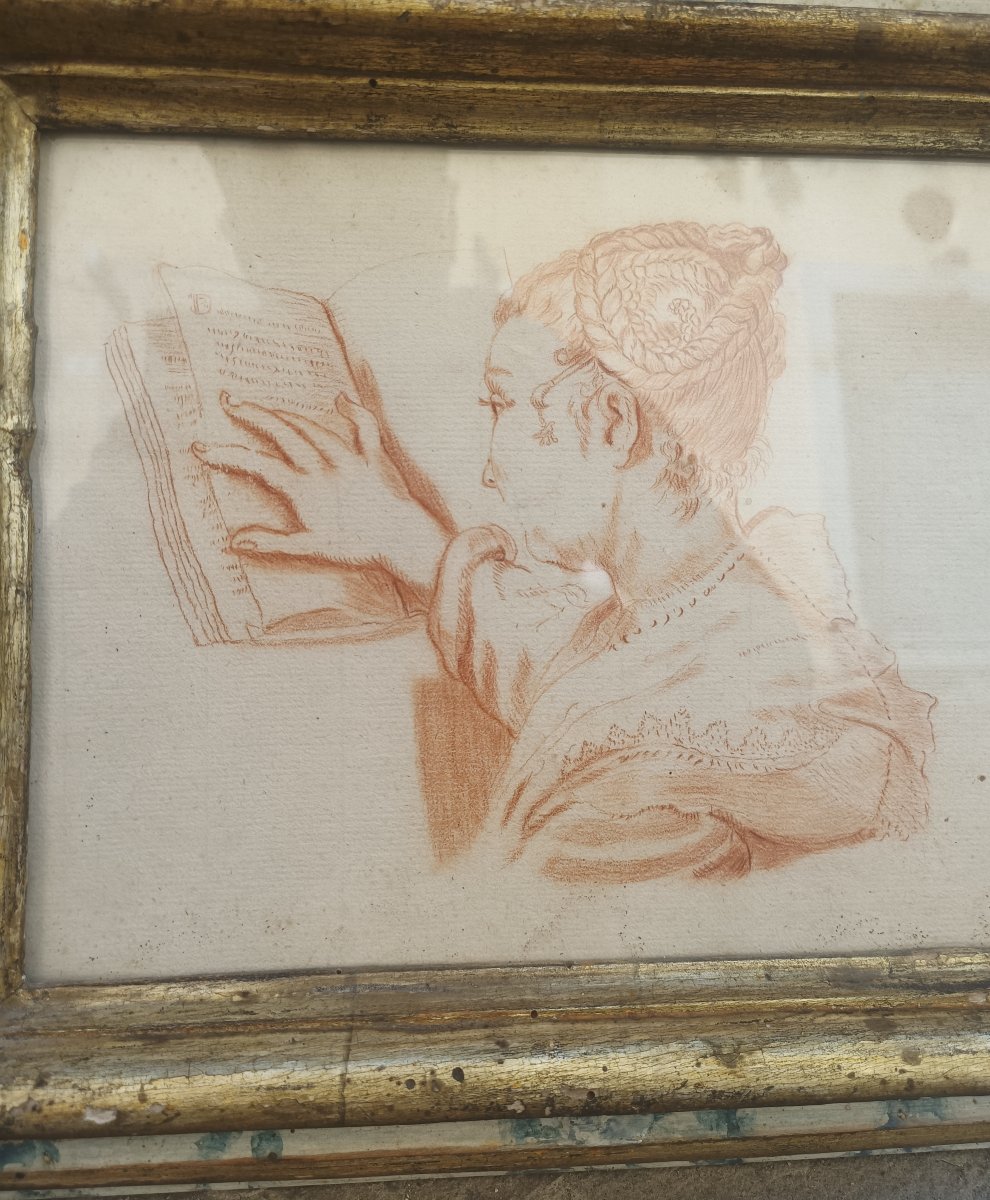 Paire de dessins XIXème avec cadres XVIIIème-photo-1