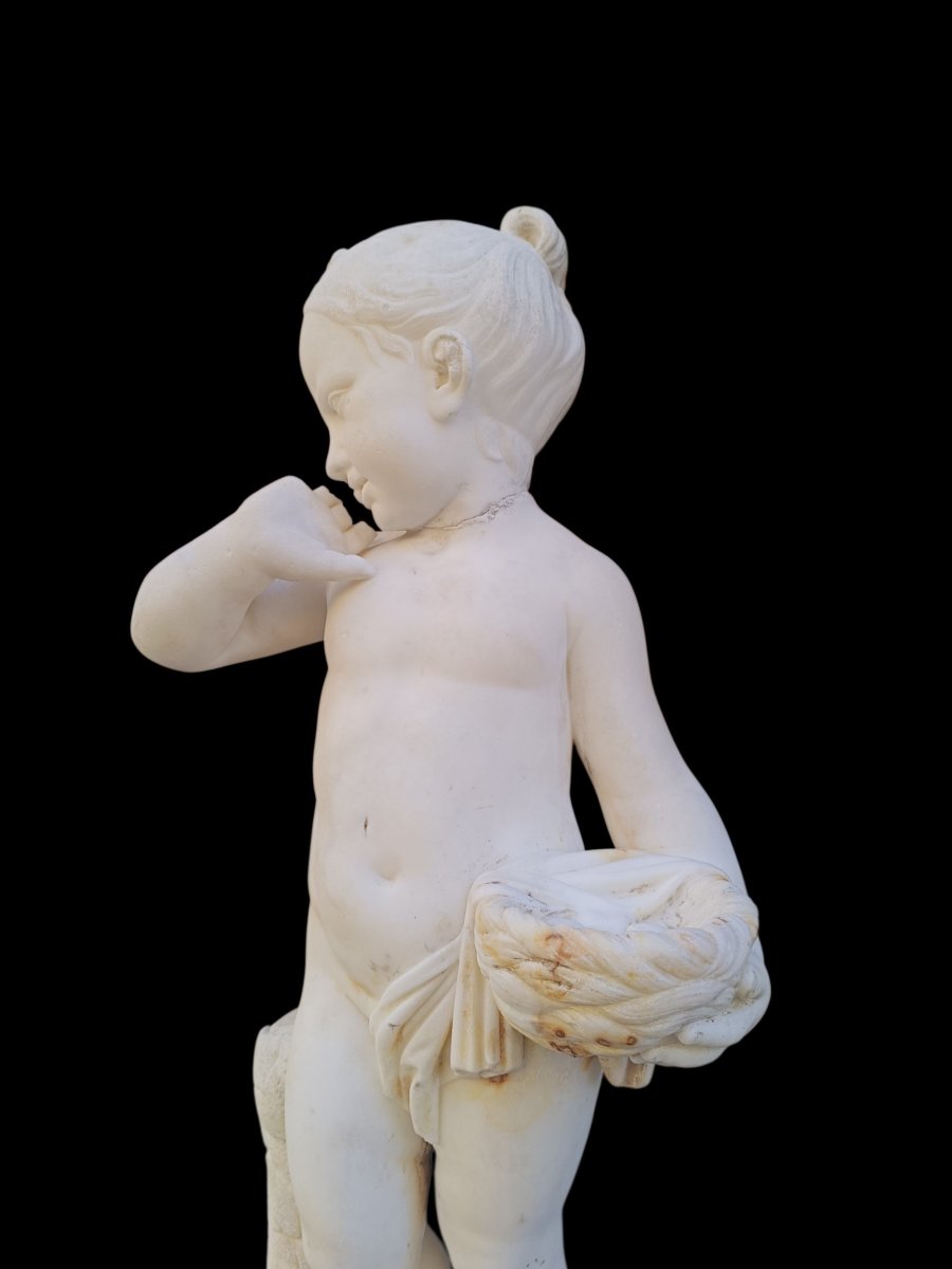 Sculpture en marbre représentant une jeune fille. Italie, début du XIXe siècle.-photo-4