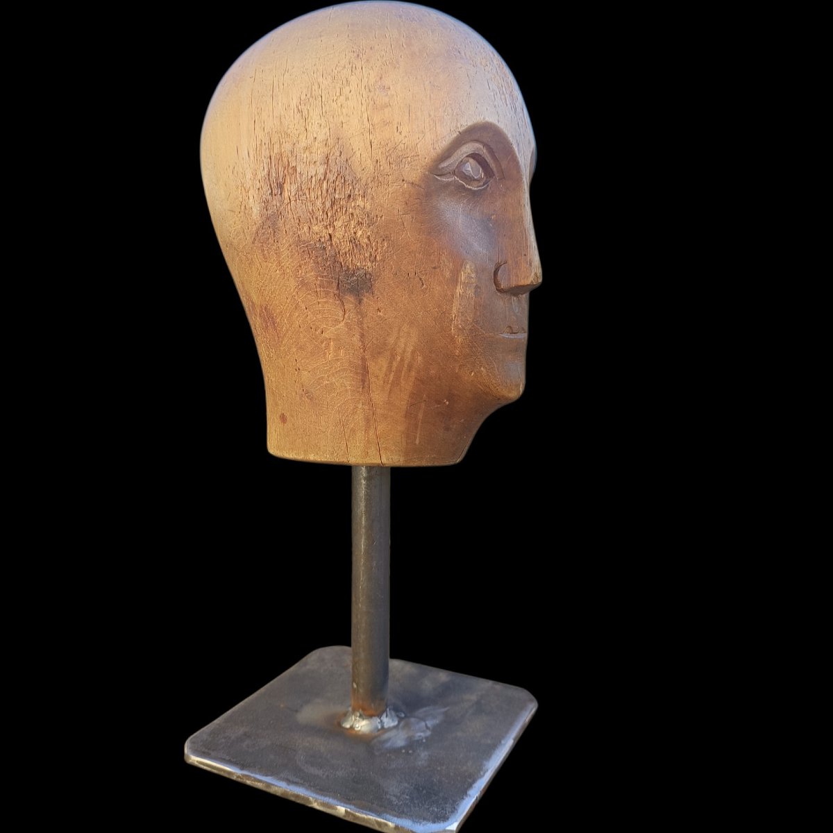 Carved Wooden Mannequin Head. Late 19th Century.-photo-2