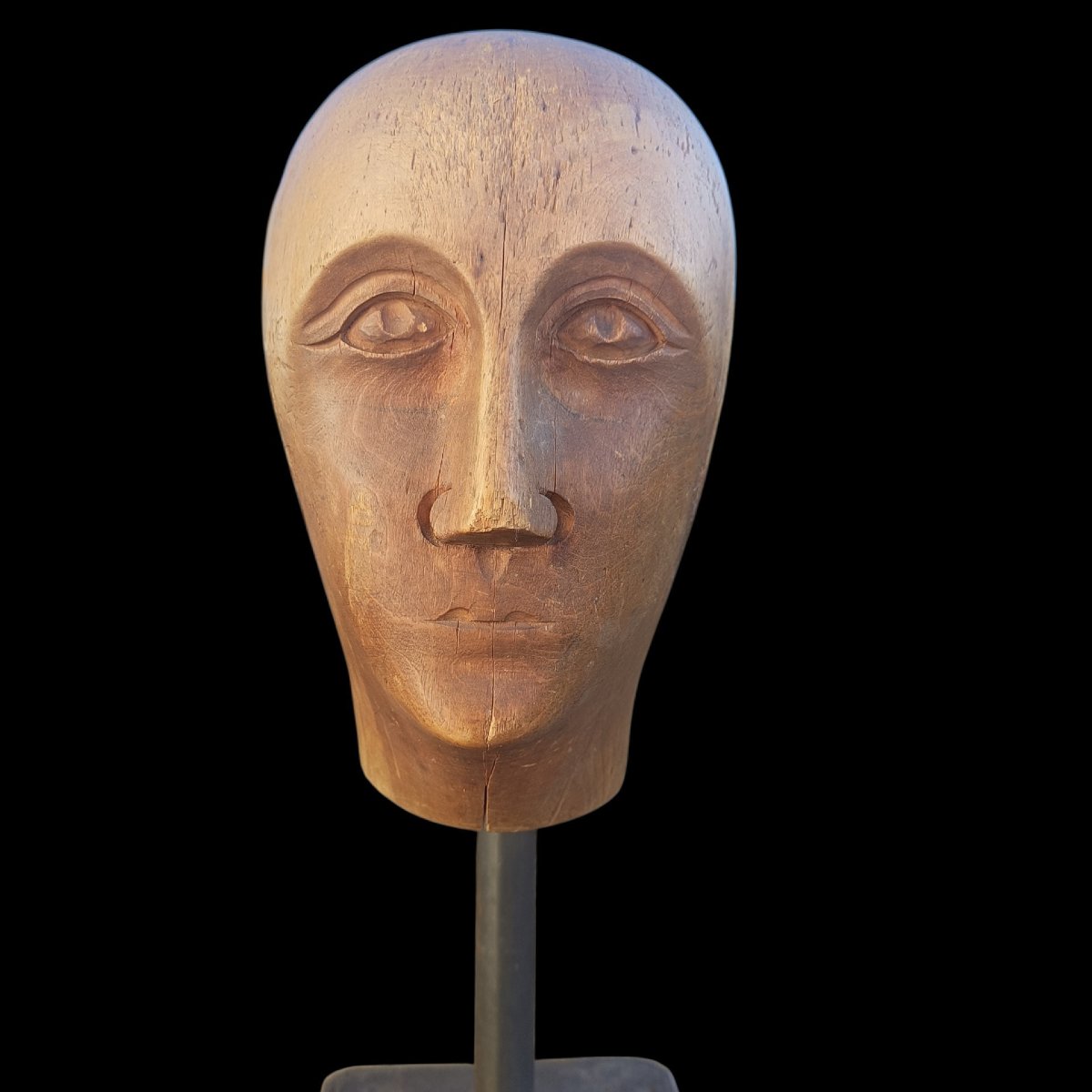 Carved Wooden Mannequin Head. Late 19th Century.-photo-3