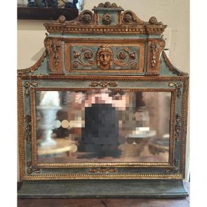 Miroir En Bois Doré Et Polychrome. Lucques, Fin Du XVIIIe Siècle