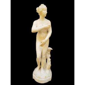 Carved Alabaster Sculpture Depicting Venus. Italy ,late 19th Century.