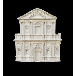 Plaster Model Of The Facade Of A Roman's Church.italy,late XIXth Century.