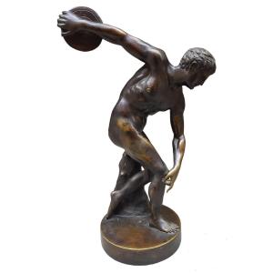 Bronze Sculpture Depicting The Sculpture Of The Discobolus. Second Half XIXth Century.