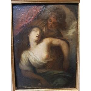 Huile Sur Cuivre Représentant Le Suicide De Lucrezia. Florence, XVIIe Siècle.