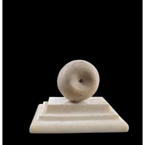 Sculpture Depicting An Apple In White Marble. Italy,late 19th Century.