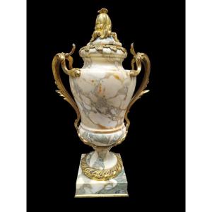 Ormolu Mounted White Marble Vase.  France,19th Century.