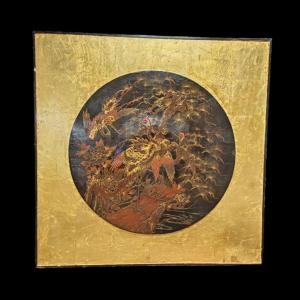 Black-ground Lacquer Panel. Japan,meiji Period (1868-1912).