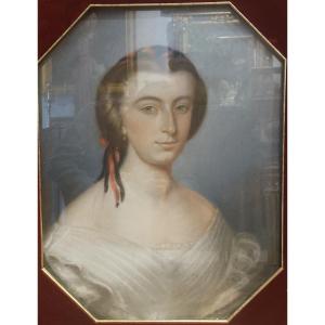 Pastel représentant une dame. Europe, 1860.