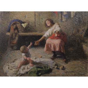 Carlo Facchinetti(1870-1935 Florence).oil Painting On Canvas.