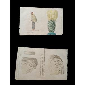 Aquarelle sur papier Grand Tour. Palermo, 1832