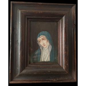 Peinture sur papier représentant Vierge Marie. Espagne, XVIe siècle.