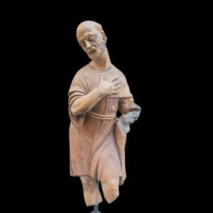 Terracotta Sculpture Of Saint James.italy,17th Century.
