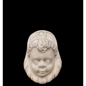 Presse-papier en marbre blanc. Italie, 19ème siècle.