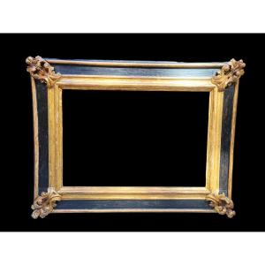 Frame In Black And Gold Lacquered Wood. Tuscany, 17th Century.