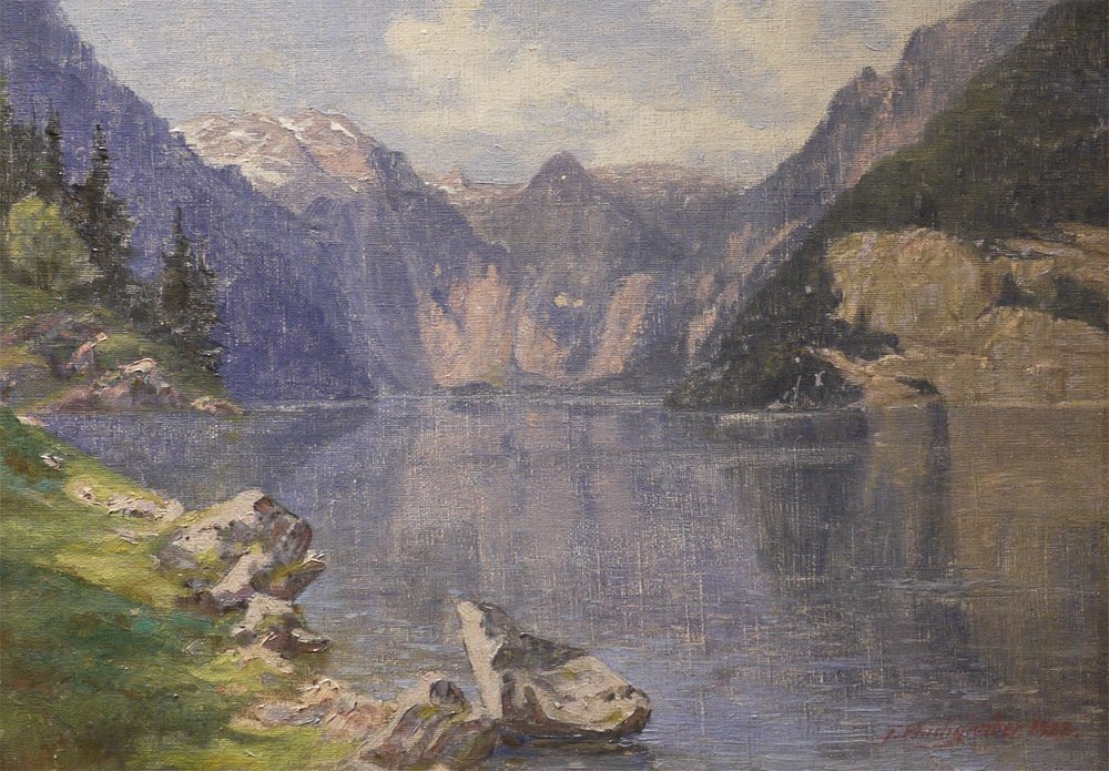 Peinture Lac Alpin – Königssee – T.rashgerber - 1928-photo-2