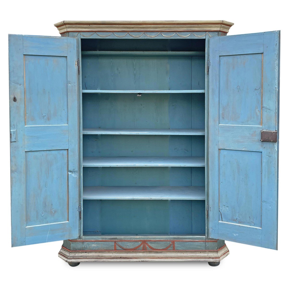 Cabinet Peint En Bleu Daté 1839   -photo-2