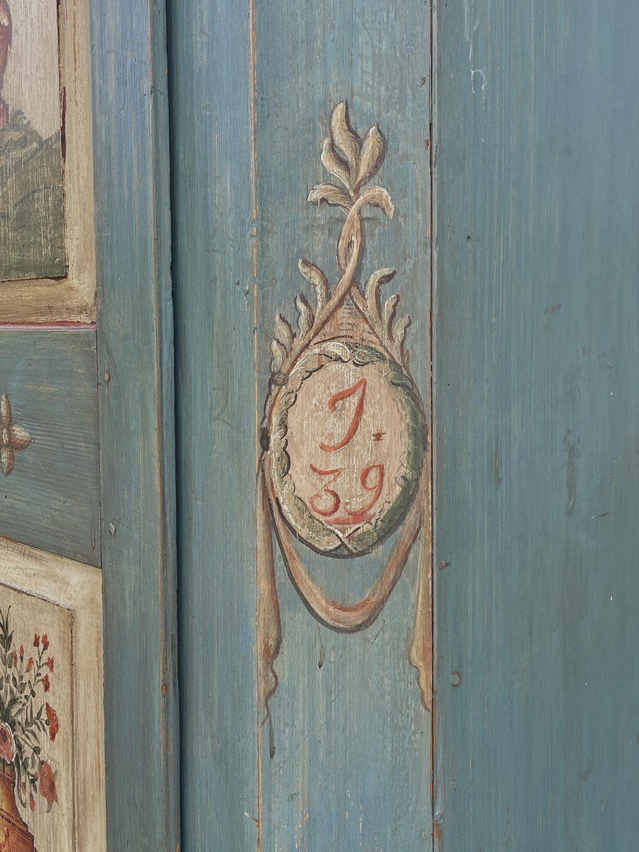 Cabinet Peint En Bleu Daté 1839   -photo-4