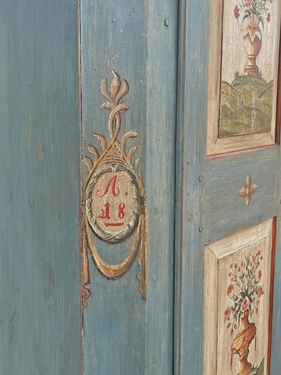 Cabinet Peint En Bleu Daté 1839   -photo-6